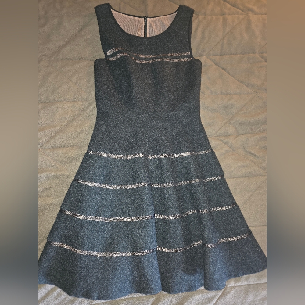 Alaia LUXURY ITEM! Wool & Silk Skater Dress In Stone Grey. Sz 42/10. R2S!!